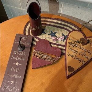 Rustic Hearts, Tablemat and Metal Vase Set
